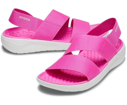 Crocs Literide Stretch Electric Pink Almost White Relaxed Fit Comfort ...