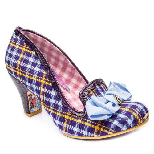 purple tartan shoes
