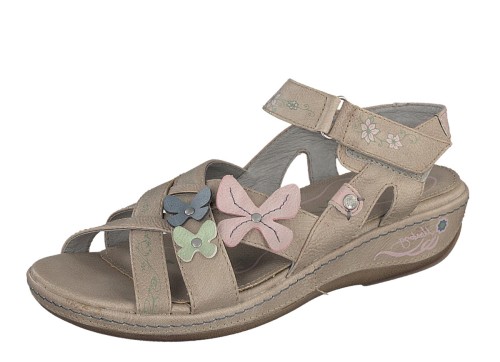 Mustang 1240-801 Taupe Low Wedge Heel Butterfly Floral Comfort Sandals ...