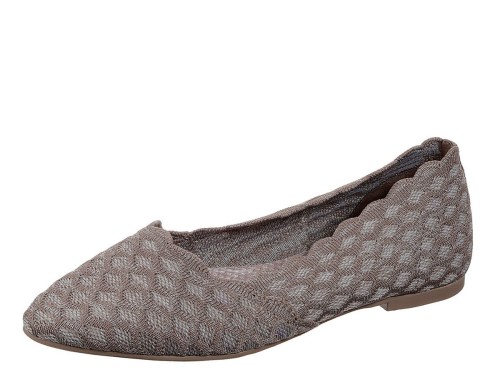Skechers Cleo Honeycomb Dark Taupe Memory Foam Ballet Shoes - KissShoe
