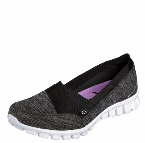 Skechers EZ Flex 2 Fascination Black White Memory Foam Flat Shoes ...