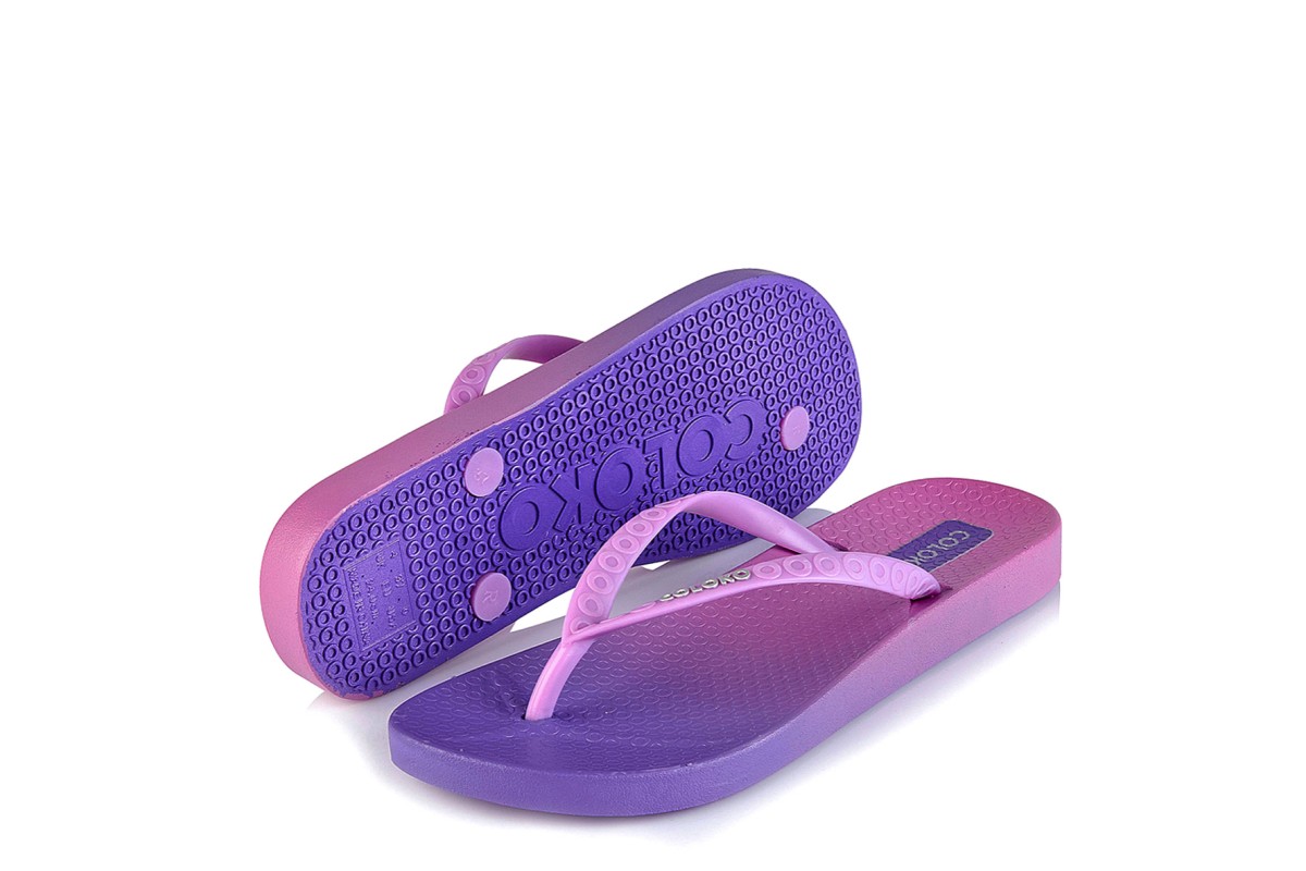 purple flip flops