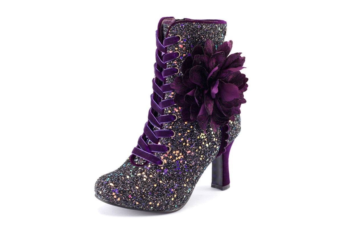 purple velvet ankle boots