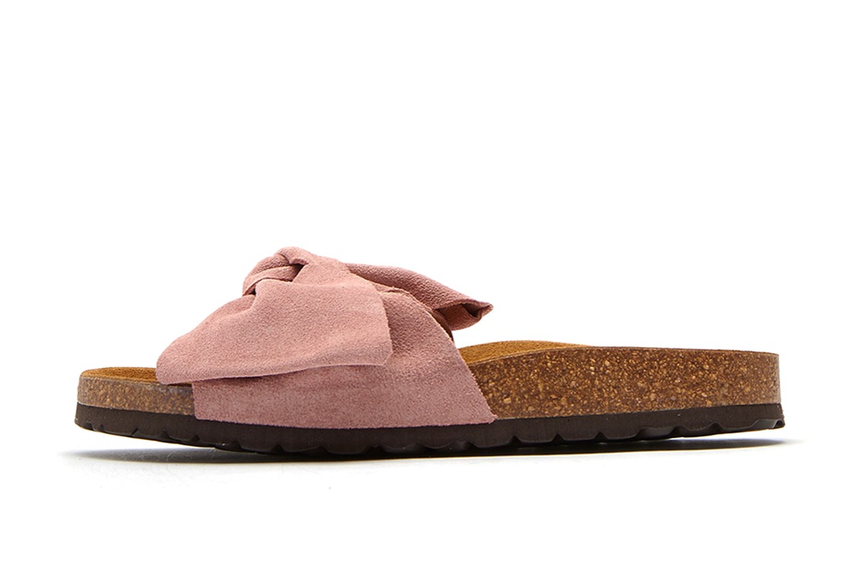 bow suede sliders