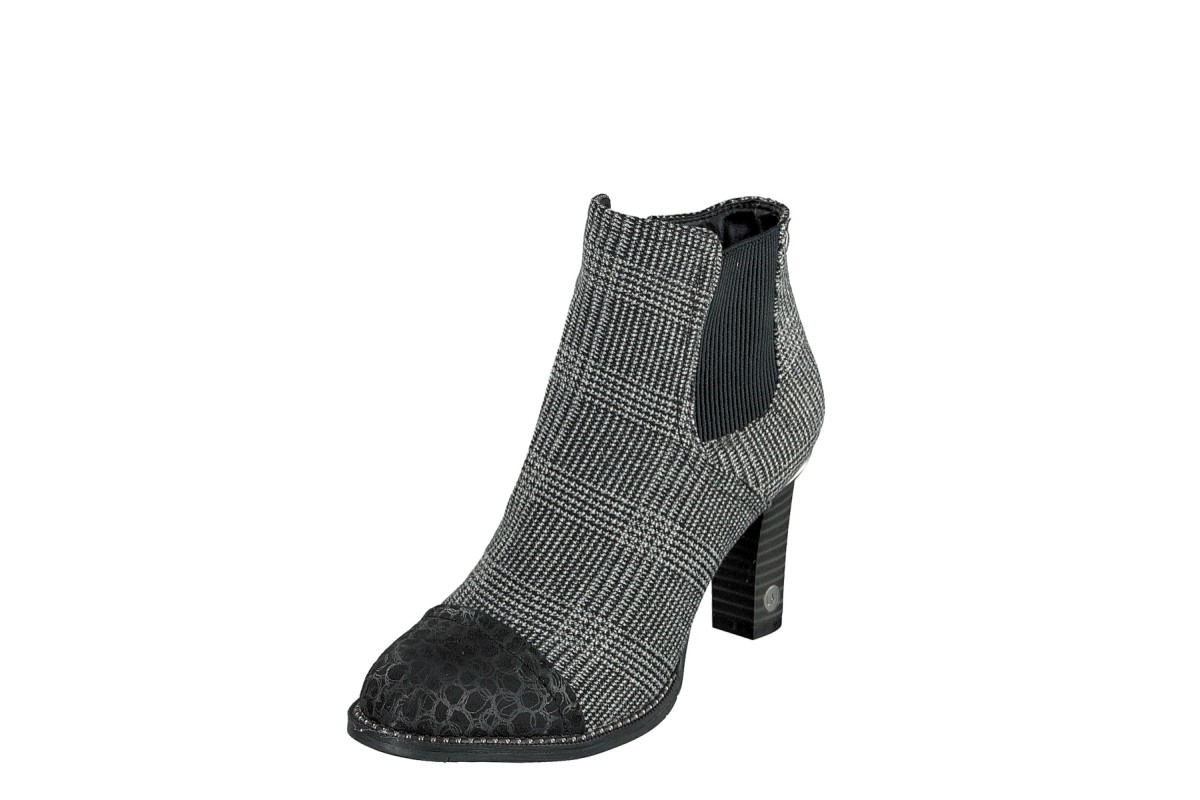 fabric high heel ankle boots