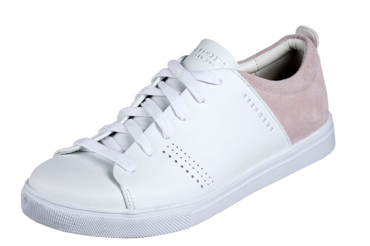 white leather skechers