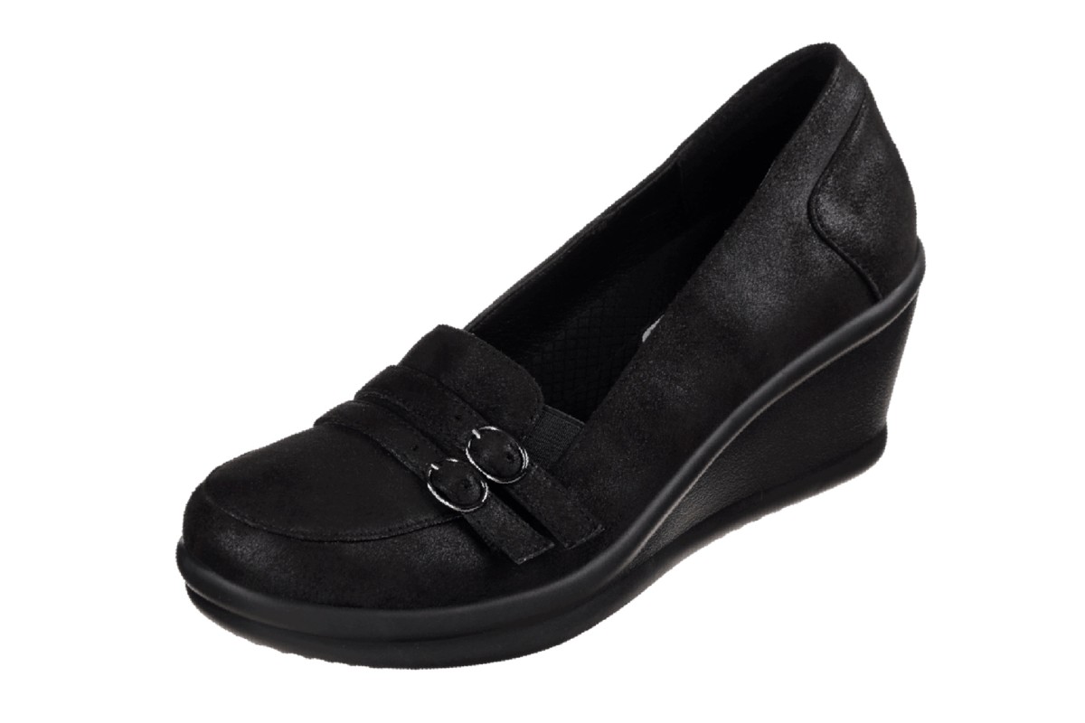 skechers black wedge shoes
